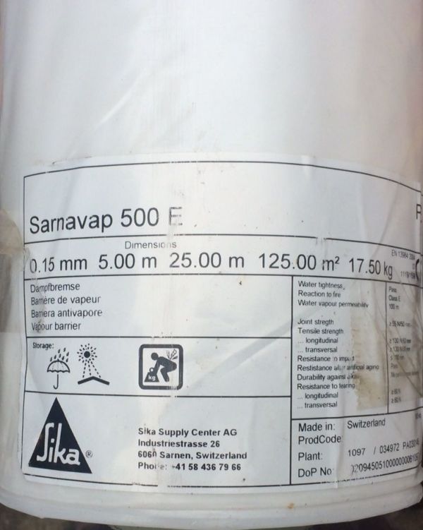 Sarnavap 500E white - 5m x 25m